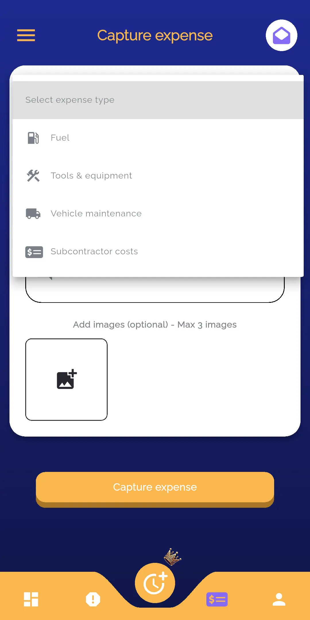 Expenses mobile screen mockup