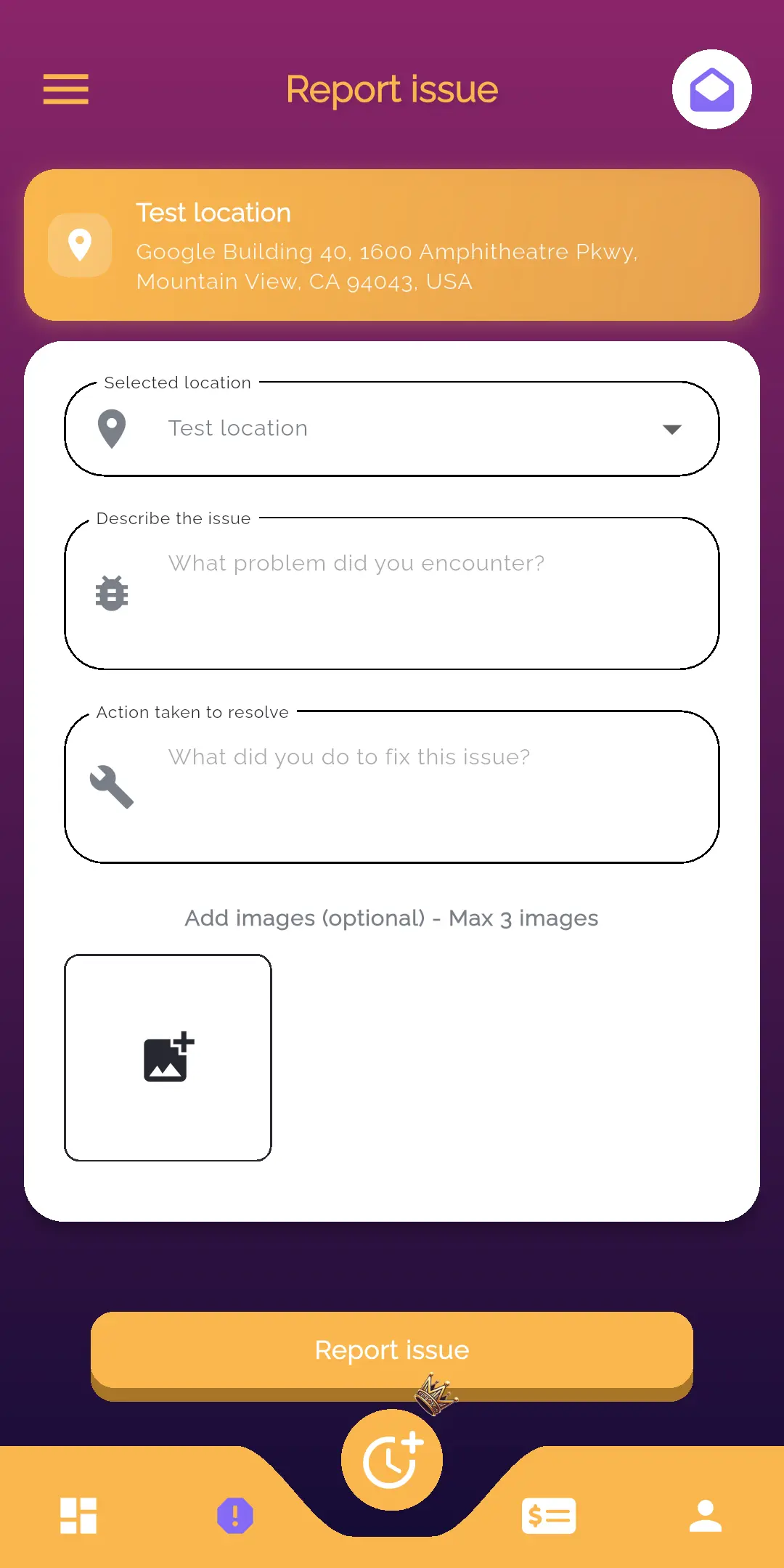 Issues mobile screen mockup