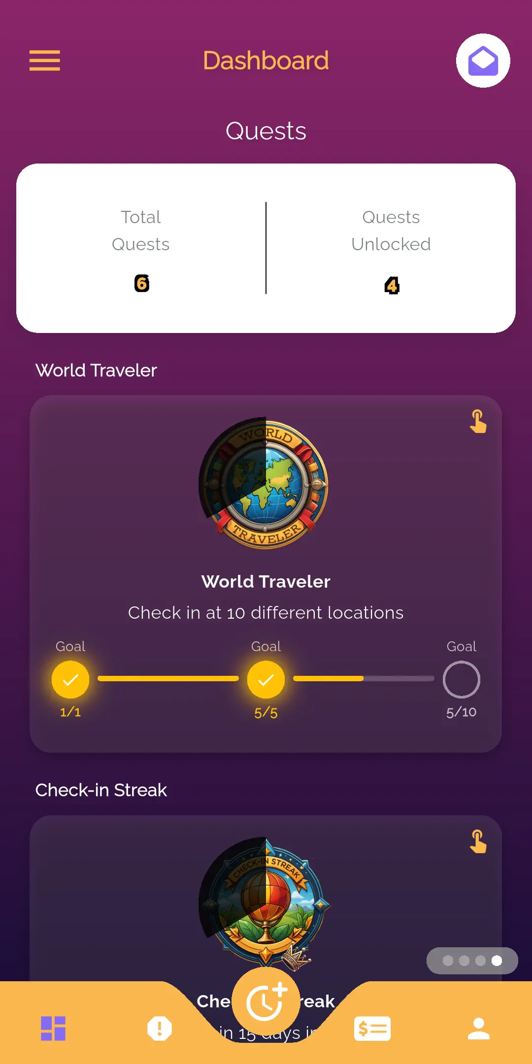 Quests mobile mockup